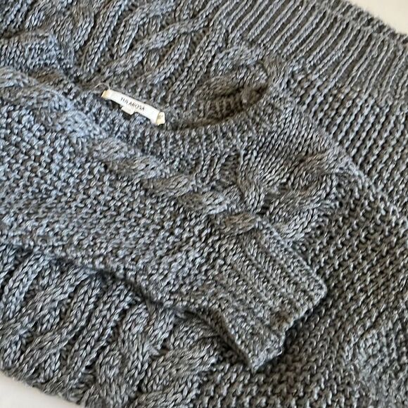 Tularosa x REVOLVE Sweater Womens Angie Cable Knit XSmall Grey Wool‎ Blend - Picture 6 of 7